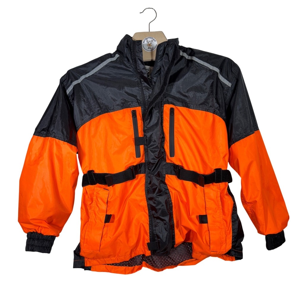 River Road Hi Vis Motorcycle Jacket Mens M Orange Waterproof Reflective